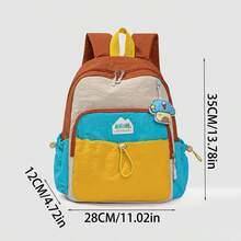 Personalized Color Block Backpack, Fashion Casual Daypack With Front Pocket, Lightweight Outdoor Sports Rucksack, Zipper Backpack For School, Hiking - Multicolor - View 4