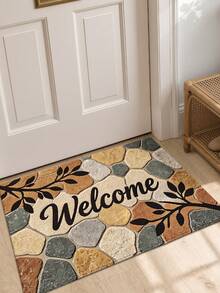 1pc Outdoor Floor Mat, Pebble Branch Leaf Welcome Mat, Long Strip Rug, TPR Backing Non-Slip Mat, Suitable For Bathroom, Indoor, Hallway, Bedroom, Living Room, Bedside, Machine Washable Easy To Clean Entryway Mat Home Decor - Multicolor - View 5