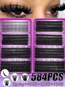 456/584/640 Clusters Single Strand False Eyelashes, Eyelash Storage Book, Cluster False Eyelashes, DIY Home Eyelash Extensions, Spiky Style Eyelashes, Medusa Style Eyelashes, "Fairy Style" Eyelashes, Multi-Function False Eyelash Set - Suitable For Daily Makeup - Multicolor - View 22