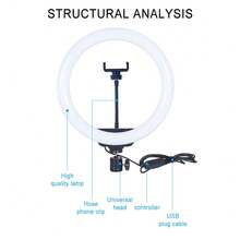 12/14 Inch Dimmable LED Ring Light Strip Kit, 2M Extendable Tripod Stand With Universal Phone Holder, Multi Brightness Selfie Ring Light For Makeup, Portrait Photography, Video Recording & Live Streaming Content Creation - Multicolor - View 8
