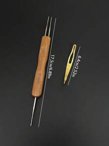 Dreadlock Double-Head Crochet Hook Set 1+2/1+3, Bamboo Handle 0.5mm/0.75mm Hair Locking Crochet Kit, Festival Style Handmade Hair Braiding Tool, Home & Salon Universal - Double-ended Bamboo Handle Dreadlock Crochet Hook - View 4