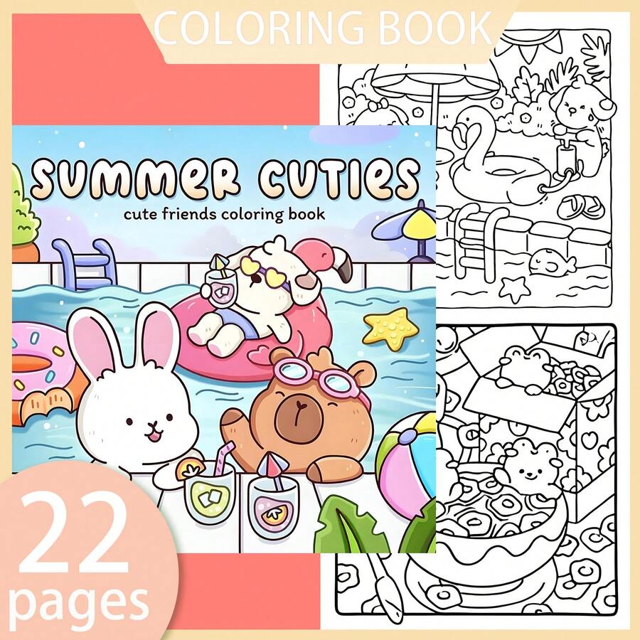 [NEW SUMMER CUTIES Coloring Book] 1pc Original Coloring Book ,22 Pages Single-Sided Printing,Clear Lines And Exquisite Patterns,Ideal For Relaxation | Perfect Gift For New Year, Christmas,Birthdays,School Holidays,Perfect For Adults & Teens & Child - Cute Little Buddy - View 1
