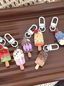 Mixed Color Cute 3D Realistic Ice Cream Popsicle Bag Charm Keychain, Women's Bag And Car Accessory - Multicolor - View 5