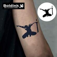 Boldink 1PC Stiker Tato Sementara Siluet Dinamis, Tato Seni Tubuh Tahan Air, Bertahan 1-2 Minggu, Formula Sari Tanaman, Lembut dan Tidak Iritasi, Sempurna untuk Gaya Pakaian Sehari-hari, Dekorasi Tubuh, Hadiah Gaya Cina Unisex, Wajib Dimiliki untuk Semua Orang - Hitam - View 6