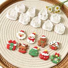 9Pcs Christmas Theme Polymer Clay Cutters Set Santa Snowman Gingerbread Man House Wreath Clay Molds DIY Earring Pendant Jewelry Craft Supplies - 9pcs - View 3