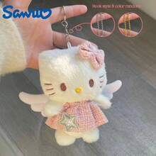 SANRIO 1件裝毛絨包包吊飾，2款天使吊墜附粗花呢蝴蝶結洋裝，背包掛飾，女孩生日情人節禮物 - 彩色 - 查看 2