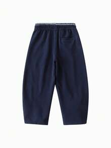 mini bala Hot New Autumn Unisex Kids Curved‑Leg Pants Soft Loose Silhouette Stylish Daily Kids Trousers - Dark Blue - View 5