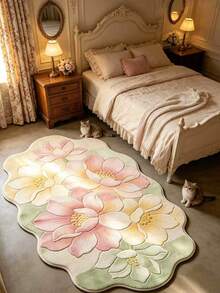 1 Stück Frischer Lotus Muster Dekorativer Teppich, Verdickter Teppich, Dicker Teppich, Plüsch Teppich, Herbst/Winter Teppich, Verdickter Teppich, Dekorativer Teppich, Schlafzimmer Dekoration, Kleiner Teppich, Teppich, Heimdekoration, Wohnzimmer Teppich, Wohnzimmer Kleiner Teppich, Schlafzimmer Teppich, Wohnzimmer Heimdekoration, Outdoor Teppich, Waschbarer Teppich - Verschiedenfarbig - Übersicht 3