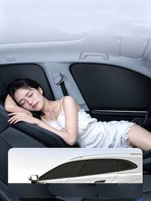 New Magnetic Car Sunshade, Blackout Curtain, Mesh Screen, Panel-Style Side Window Shade, Magnetic Adsorption, Foldable, Universal For Sedan, SUV, Business Car - Sunshade Fabric - View 5
