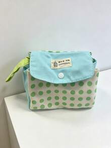 Japanese & Korean Style Niche Double-Layer Cute Color-Block Polka Dot Card Holder Coin Purse Small Pouch Fresh Portable Storage Bag High Aesthetic - Green - View 6