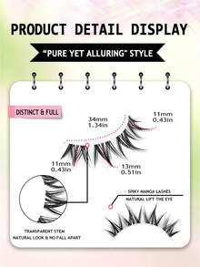 Asiteo 7 Pairs Spiky Cartoon Style False Eyelashes, Puppy Eye Design, Faux Mink Hair, Transparent Band, Anime Style, Suitable For Daily, Party, Beach - Black - View 7