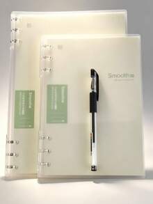 A5+B5 6-Hole Loose Leaf Notebook Set (Includes Neutral Pen), PP Transparent Cover Replaceable Inner Pages Loose Leaf Notebook, 6-Hole Loose Leaf Notebook Set, ; Inner Pages Detachable And Replaceable, Smooth Writing, Suitable For Students And Office Use. Campus Office Writing Stationery Combination - A+B+C - View 4