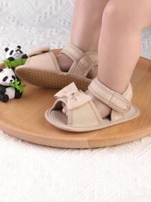 Sandal Bayi Perempuan Bermotif Garis-Garis Modis dan Serbaguna untuk Usia 0-1 Tahun, Sepatu Jalan Balita, Sepatu Bayi, Musim Semi/Musim Gugur - Aprikot - View 3
