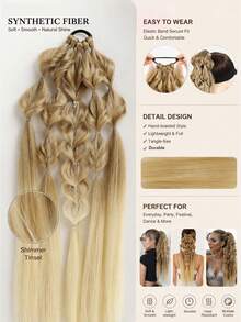1pc/2PCS Rainbow Deep Wave Ponytail Scrunchie Synthetic Colored Curly Fake Hair Braid Extensions For Festival Party Women Hairstyle - Multicolor - View 2