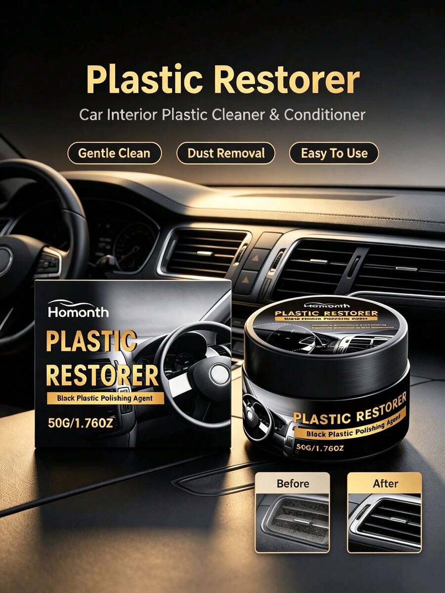 Homonth Plastic Cleaning Paste, Gentle Car Interior Plastic Cleaner, Stain And Dust Removal, Convenient Care Paste