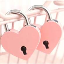 1Pc/2/3/4Pcs Mini Heart-Shaped Lock With Key, Diary Lock, Jewelry Box Lock, Privacy Lock, Suitable For Luggage, Keepsake Box, Random Color - Multicolor - View 7