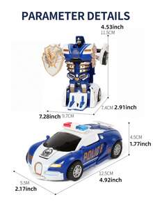 1pc Robot Transforming Toy Car, Creative Fun Cool Sports Car, Collision Auto-Transforming Robot Mode, Vehicle Toy Set, Children's Toy Car, Robot Toy, Christmas Gift, Boys Toy, Kids Game, Back To School - Multicolor - View 8