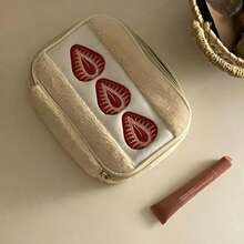 Large Capacity Pencil Case Stationery Storage Bag, Soft Portable Makeup Brush And Pen Organizer, Multi-Pocket Cosmetic Storage Bag, Suitable For School, Office, Travel, Desktop Decoration, Gift For Friends - Strawberry Sandwich - View 4