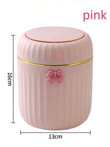 New Desktop Trash Can With Large Opening And Press-Open Lid, Compact Luxury Press-Type Desktop Trash Can, Halloween Gift Creative Small Coffee Table Office Living Room Study With Lid, Decorated With Cute Bow, Holiday Gift, Desktop Trash Can, Press-Type Office Living Room Cute Bedroom Home Storage Bow, Decorated With Bow Mini Office Desktop Trash Can - View 6