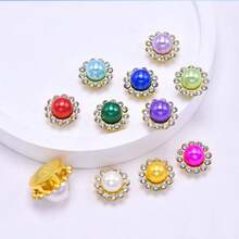 100PCS Colorful Pearl Rhinestones, Flower Decorative Rivets, 10/12mm Diameter Sunflower Rhinestones, Suitable For DIY Handmade Glue Backing, Holiday Party Headbands, Hats, Shoes, Bags, Clothing Decoration - Sunflower Pearl Rhinestone - View 6