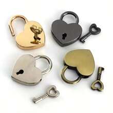 1Pc/2/3/4Pcs Mini Heart-Shaped Lock With Key, Diary Lock, Jewelry Box Lock, Privacy Lock, Suitable For Luggage, Keepsake Box, Random Color - Multicolor - View 11