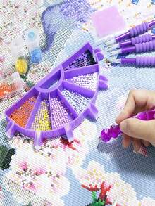 6-Grid Diamond Painting Tray With Plastic Brush, Suitable For DIY Diamond Sorting And Handmade Crafts - B - View 6