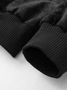 Men's Autumn/Winter Fashion Casual Faux Suede Jacket, Minimalist Versatile Lapel Jacket Outerwear - Black - View 7