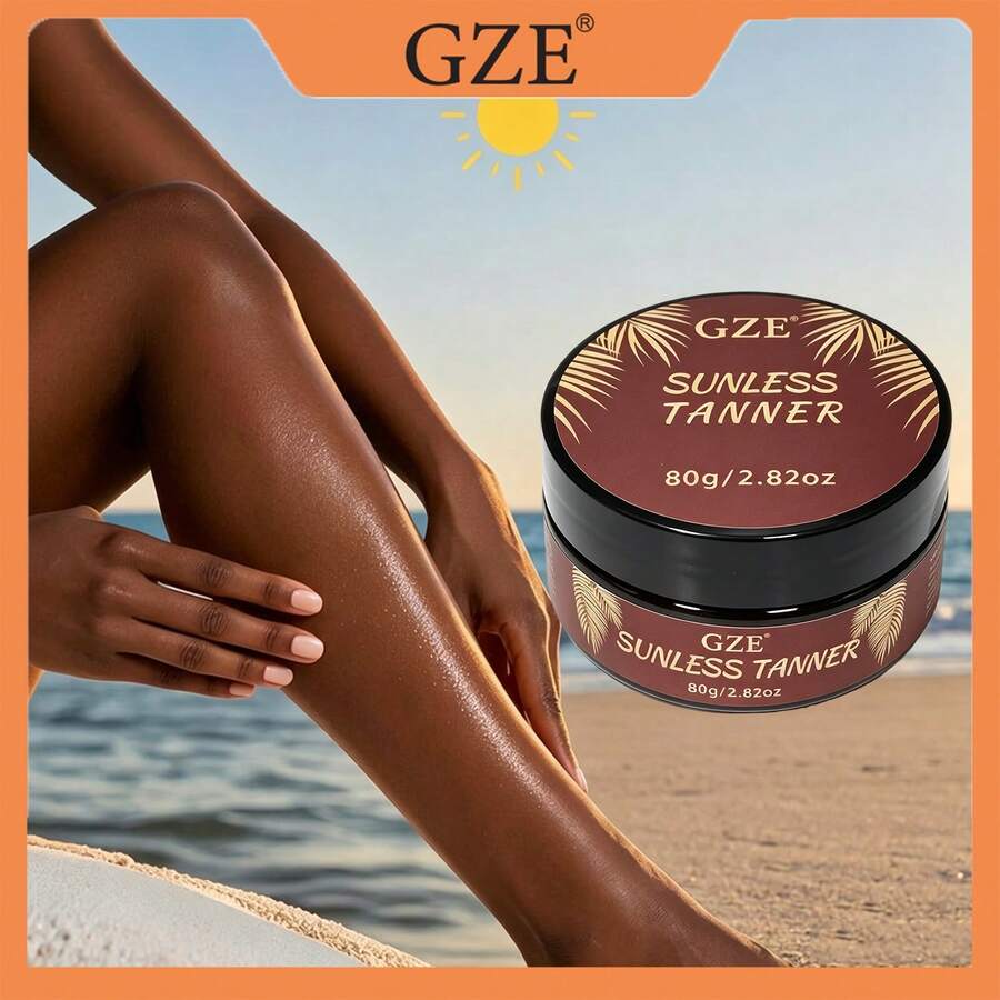 Loción bronceadora sin sol GZE 80g/2.82oz, crema autobronceadora gradual, crea un brillo bronceado natural profundo, loción bronceadora artificial - Marrón - Ver 1