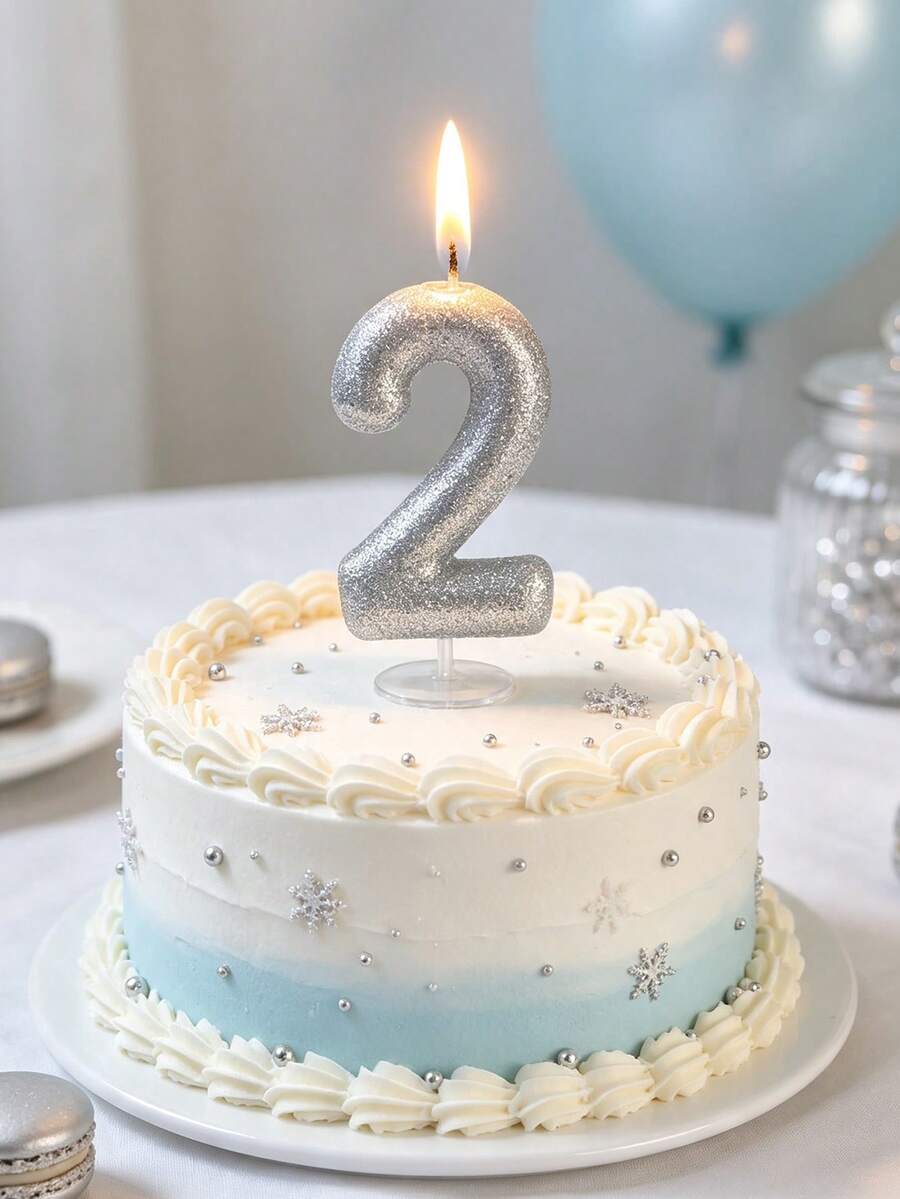 New Silver Glitter 0-9 Numbers Birthday Anniversary Milestone Party Cake Candle,Christmas - Silver - View 1