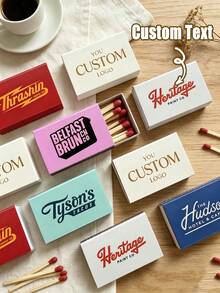 Custom Text Match Label Stickers Customizable Wedding Matchbox Personalized Name Date Message Adhesive Decals For Wedding Ceremony Reception Bridal Shower Engagement Party Bachelorette Party Wedding Favors - Multicolor - View 3