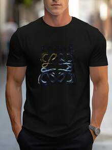 Men's Pure Cotton Short Sleeve T-Shirt Casual Summer Breathable Soft Regular Fit Everyday Wear Basic Top - 黑色 - 查看 11