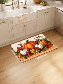 1pc Pumpkin Maple Leaf Plaid Pattern Kitchen Mat, Autumn Country Farmhouse Style, Non-Slip Wear-Resistant Design, Suitable For Autumn, Thanksgiving, Harvest Celebration, Kitchen, Entryway And Home Decor - Multicolor - View 8