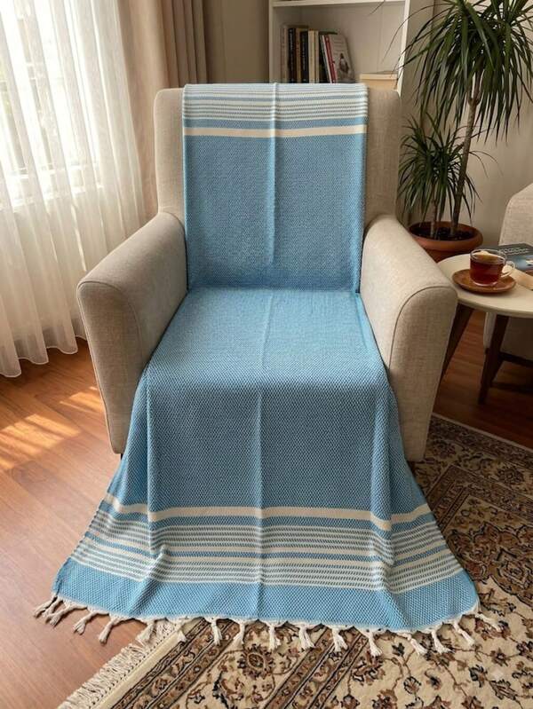 Bohemian Sofa Cover, Single-Seater Bohemian Sofa Throw, Dokubba Peshtemal Sofa Throw