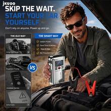 Car Battery Jump Starter With Air Compressor, 180 PSI 12V Portable Jump Starter Device With Jumper Cables, LED Light And LCD Display - Portable Multi-functional Pump [main Unit + Accessories] - View 8