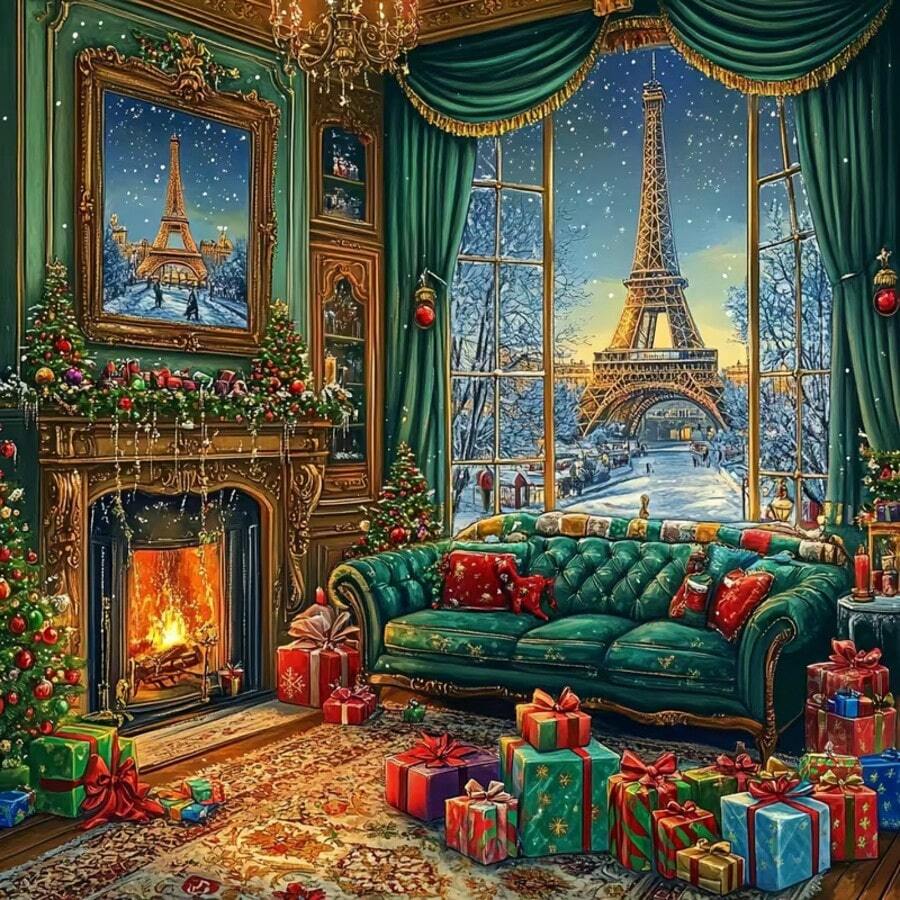 1PC DIY 5D Diamond Painting Kit Christmas Theme Pattern - Round Full Drill Art Mosaic Craft, Home Wall Decor, Unframed - No Frame - View 1