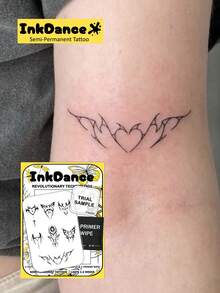 1 Kit Revolutionary Technology Tattoos, Semi-Permanent Tattoos, Temporary Tattoos, Long Lasting, Men Tattoo, Fake Tattoos, Water-Resistant, Authentic Tattoo Look, InkDance Ink Dance, Plant-Based X170 - Black - View 1