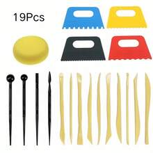 19/10Pcs Clay Sculpting Tools Set Plastic Scrapers Stylus Double Ended With Sponge For Pottery Crafts - Multicolor - View 8