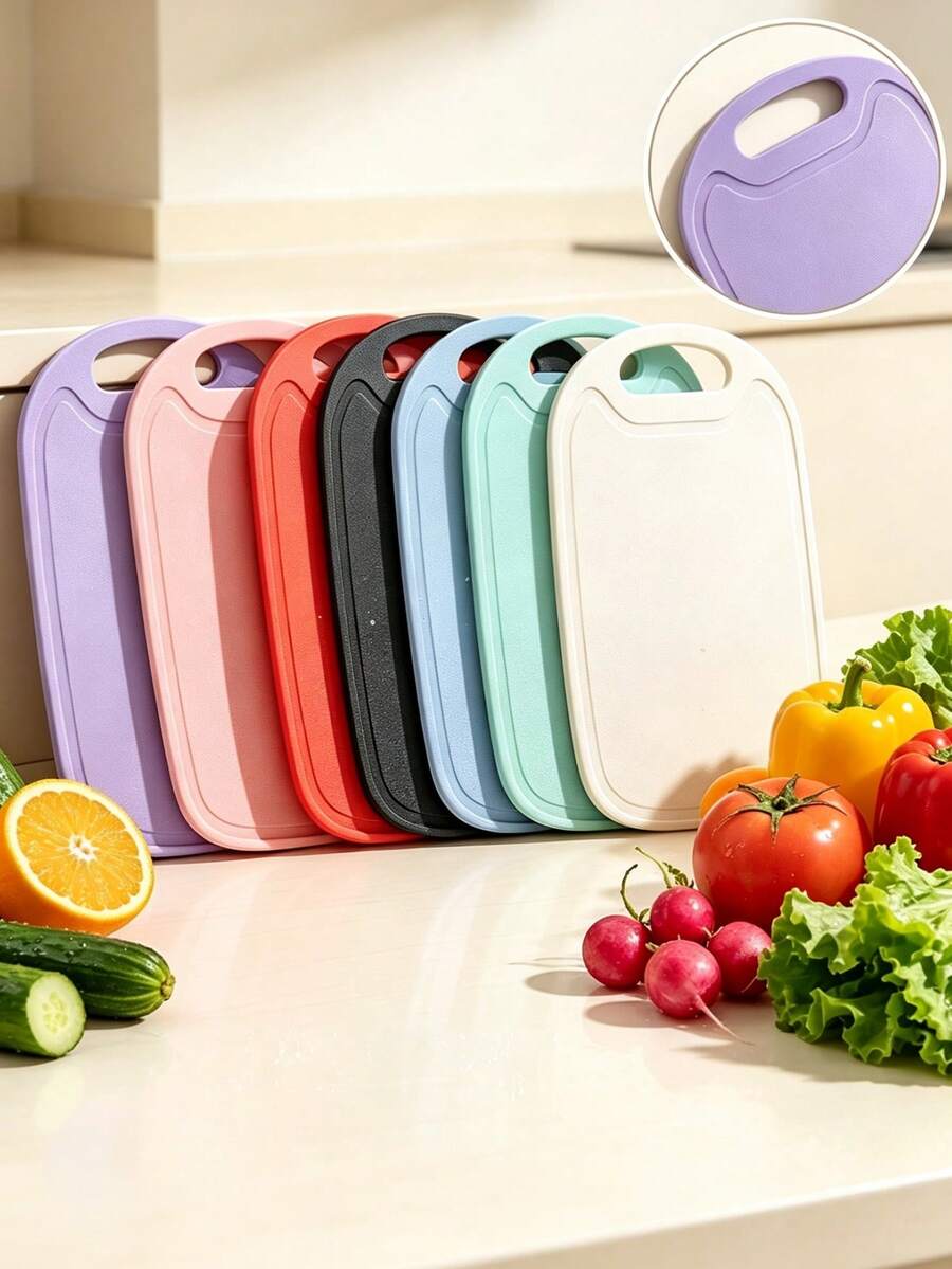 Multi-Color Cutting Board With Juice Groove, Christmas Cutting Board, Handheld Cutting Board, Control Board, Fruit Tray, Home & Kitchen Supplies, Christmas Dishes, Kitchen Set, Kitchen Utensils, Suitable For Cutting Vegetables, Meat And Fruit, Home Kitchen And Outdoor Camping Supplies - 1PC - View 1