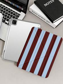 1件紅藍條紋平板保護殼，相容 iPad Mini6/7/Air/Air2/9.7/10.2/10.5/10.9 (Air4-Air8)/Pro 11/10th Gen/A16/Pro 11 2024，彩繪圖案平板套，透明壓克力背殼，絲綢質感 8 角支架，自動休眠/喚醒，內置筆槽，不含筆，部分機型附相機框 - 彩色 - 查看 2