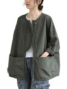 Plus Size Lightweight Jackets - Green - View 10