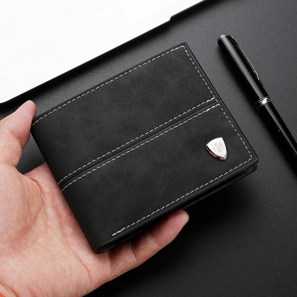 1 pieza Nueva cartera para hombre, cartera de mano multifuncional retro de moda, tarjetero versátil de múltiples ranuras para estudiantes jóvenes, diseño de moda, mini cartera, pequeña cartera de PU, ligera y práctica para negocios y desplazamientos, regalo para hombres