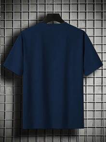 Men's Summer Crew Neck Casual T-Shirt And Casual Shorts Loungewear Set - Navy Blue - View 3