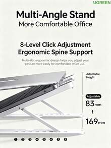 UGREEN Ultra-Thin Foldable Laptop Cooling Stand, 8-Level Adjustable Ergonomic Design, Universal For Tablets And Phones, 5-Point Anti-Slip, Portable And Lightweight, Compatible With Apple, Huawei, Lenovo - View 2