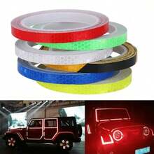 Pita Reflektif 1cm*8m Stiker Peringatan Keselamatan Kendaraan Film Reflektif Pita Pelindung Strip Film Cocok Untuk Truk Mobil Sepeda Motor - MultiWarna - View 6