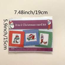 1 Set Of 3 Cross Stitch Greeting Cards/DIY Christmas Cross Stitch/Snowman, Bird And Christmas Stocking Pattern Embroidery/Easy To Learn Suitable For Beginners - A - View 8