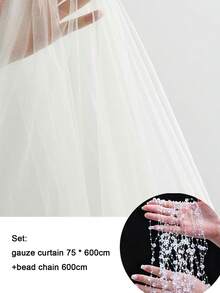 Ultra-Thin Chiffon Fabric 75*600cm, Includes 6m Bead Chain, Bed Curtain, Wedding Arch Curtain, DIY 3D Butterfly Wind Chime Pearl Door Curtain Decoration, Wedding Birthday Party Home Partition Decoration Background Photo Prop - Multicolor 2 - View 13