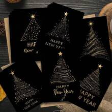12pcs/24pcs/48pcs Holiday Greeting Cards, Christmas Cards, Birthday Cards, Valentine's Day Cards, Gold Christmas Tree Pattern, Hand-Writable - Pattern Greeting Cards With Envelopes And Folded Pages, Blessing Cards, Event, Family, Friends, Teacher Greeting Cards And Message Cards - Sets - View 7