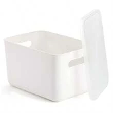 Plastic Storage Baskets Bins Boxes With Lids,Organizing Container Storage Organizer Bins For Shelves Drawers Desktop Playroom Classroom Office - White - View 6