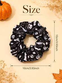 6pcs Girls Halloween Scrunchies,Pumpkin Skull Pattern Hair Ties,Fashion Festival Hair Ties For Girls Kids,Halloween Hair Accessories,Party - Multicolor - View 5