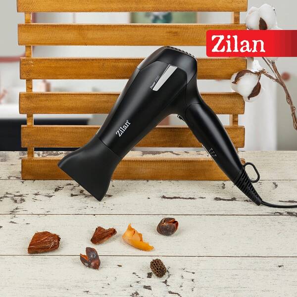 zilan مجفف شعر 2000 واط ZLN9396، سرعتان، درجتان حرارة، أسود